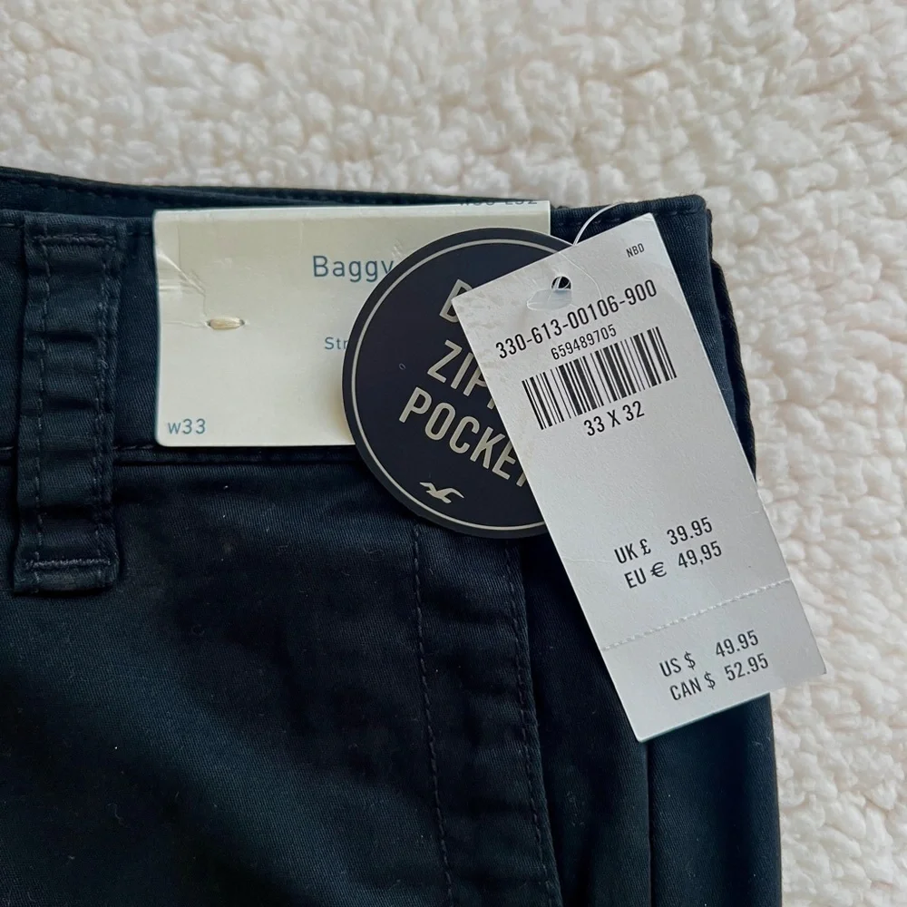Hollister Black Chinos Flat Front Cotton Blend